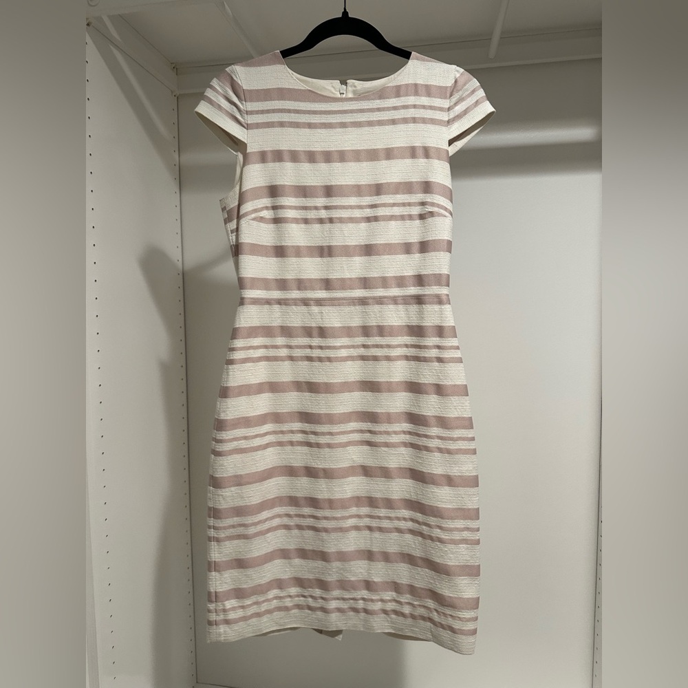 J.Crew Elegant Striped Dress in Pink and Cream